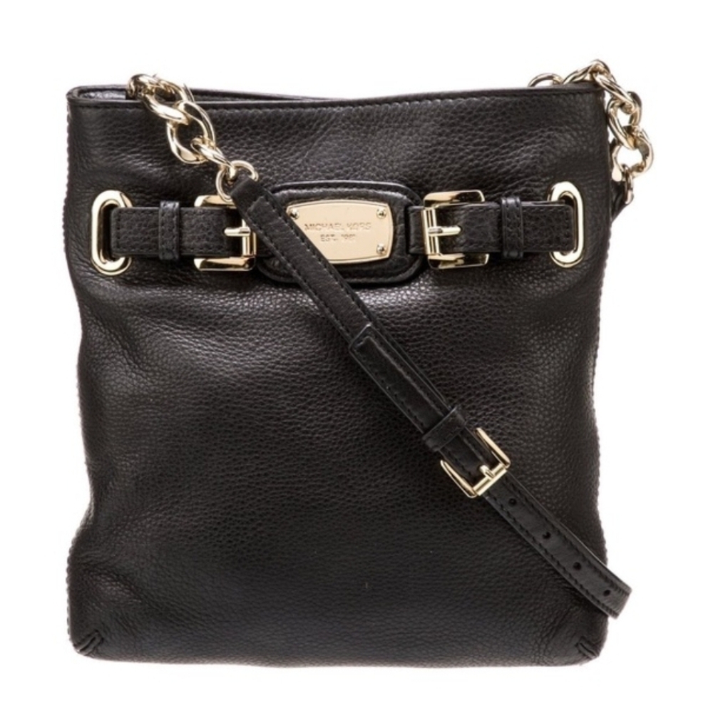 Michael Kors Black Crossbody Bag with Gold Accents